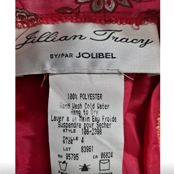 Vintage Jillian Tracy Asymmetrical Red floral Midi Skirt (4) with belt loops - Picture 6 of 7